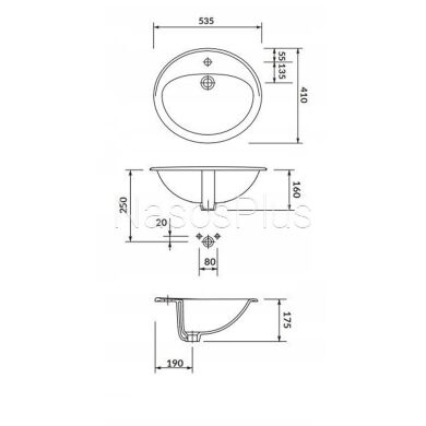 Умывальник на столешницу Cersanit CALLA 54