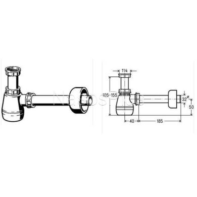 Сифон для біде VIEGA 1 1/4&Prime;х1 1/4&Prime; пластик бутыл. б/г 120337