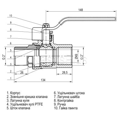 Кран шаровый прямой SELBA 2&Prime; НВ КР SL1505
