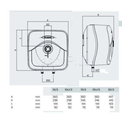 Водонагрівач ARISTON ANDRIS RS 15 U/3 підвод води зверху