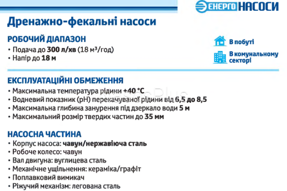 Насос фекальный НДФ 10-11-1,1кВт с режущим механизмом