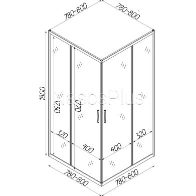 Душевая квадратная кабина без поддона ODRA N80FS (N80) BRAVO (1уп.) - Фото 5 Душевая квадратная кабина без поддона ODRA N80FS (N80) BRAVO (1уп.)