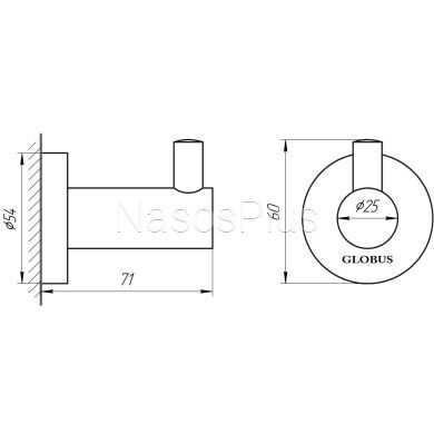 Гачок одинарний Globus Lux SS 8411 SUS304 - Фото 2 Гачок одинарний Globus Lux SS 8411 SUS304