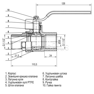 Кран шаровый прямой SELBA 1 1/2&Prime; НВ КР SL1505