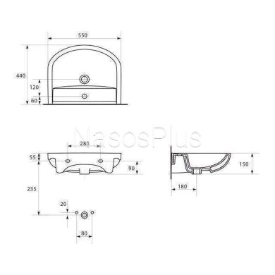 Умывальник мебельный Cersanit ARTECO 55 (UA)