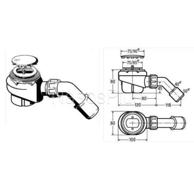 Сифон для душ кабины VIEGA &Oslash;85 пластик. с металл. решеткой 208615