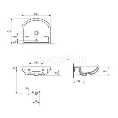 Умывальник мебельный Cersanit ARTECO 50