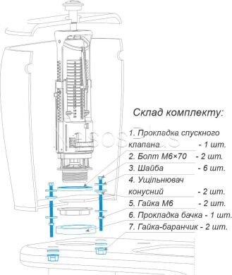 Набор SoloPlastк репежных и уплотнительных элементов для смывного бачка с унитазом НКУБ-1