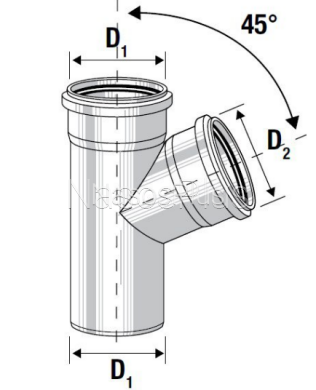 Трійник Valsir для внутрішньої каналізації HTEA &empty;50/50x45&deg;, сірий