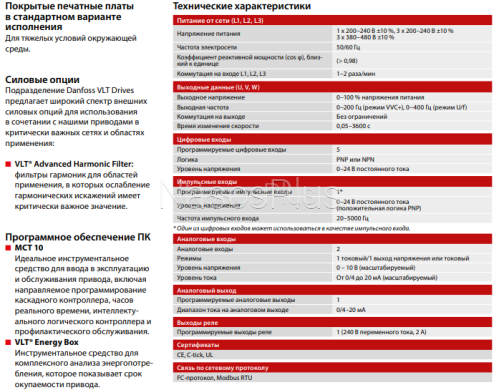 VLT Micro Drive 0,75 кВт 220V 132F0003 FC-051PK75S2E20H3XXCXXXSXXX Частотный преобразователь DANFOSS