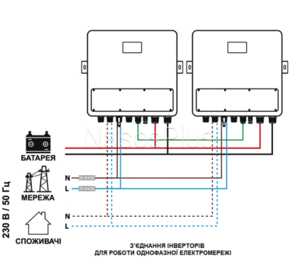 Инвертор гибридный SOLAR COM 6000/48 (6kW, 48A, 125А, Wi-Fi)