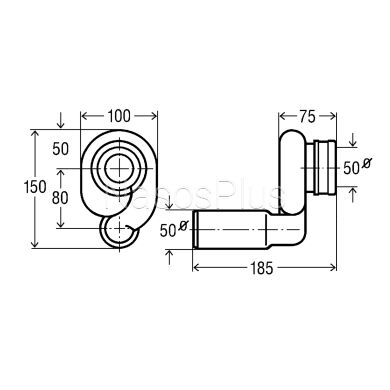 Сифон для писсуара боковой VIEGA пластик встроенный боковой 90&deg; (жолтый) 492465