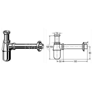 Сифон для раковины VIEGA 1 1/4&Prime; х1 1/4&Prime; метал. хром бутыл. б/г 100674