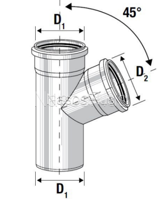 Тройник Valsir для внутреней канализации HTEA &empty;160/160x45&deg;, серый