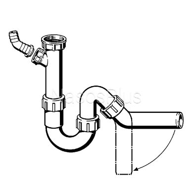 Сифон для раковины VIEGA 1 1/2&Prime;х40 с отводом, 45&deg; пластик белый трубный б/г 101800