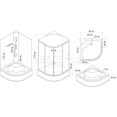 Душевой бокс полукруглый BUG H90FFS (H90F) BRAVO (3уп.)