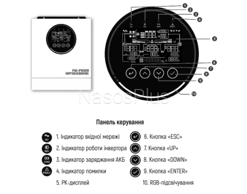 Інвертор гібридний SOLAR FGI S6500/48 (6,5kW, 48V, 120А, Wi-Fi)