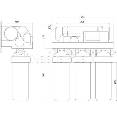 Система зворотного осмосу OasisPro, насос + ПЛАСТ. бак, мінералізатор, блок керування BSL02M-RO-75