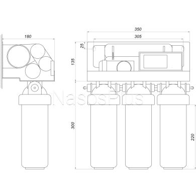 Система зворотного осмосу OasisPro, насос + ПЛАСТ. бак, мінералізатор, блок керування BSL02M-RO-75 - Фото 4 Система зворотного осмосу OasisPro, насос + ПЛАСТ. бак, мінералізатор, блок керування BSL02M-RO-75