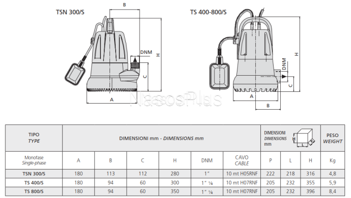 TS 400/S Speroni дренажный погружной насос