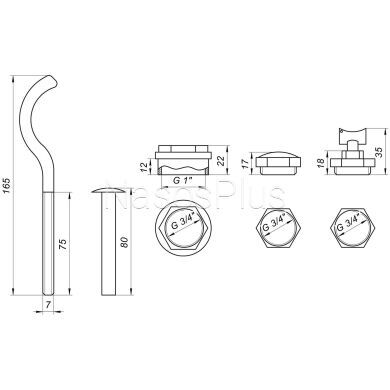 Комплект футорок секційного радіатора CRISTAL NR-2014 3/4&Prime; з 2-кронштейнами (HT 405)