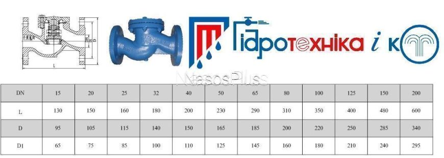 Клапан зворотній фланцевий, підйомний ДУ 25 PN16 - Фото 2 Клапан зворотній фланцевий, підйомний ДУ 25 PN16