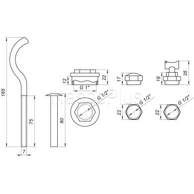 Комплект футорок секційного радіатора CRISTAL NR-2015 1/2&Prime; з 3-кронштейнами (HT 416)