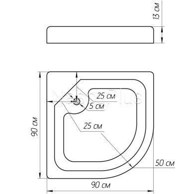 Душовий піддон півкруглий NYSA RL90F (RL90) BRAVO (1уп.)