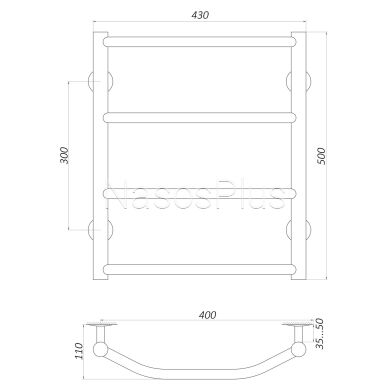 Рушникосушарка UNIO LT W 500-400-4 Драбинка Трапеція вода