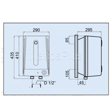 Водонагреватель LEOV LUB Small 10 l подвод воды снизу