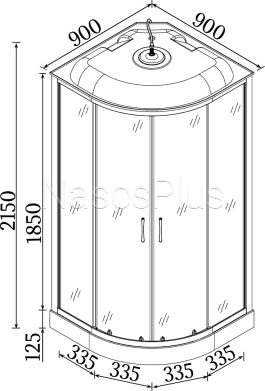 Душевой бокс полукруглый BARYCZ LL90GBB BRAVO (4уп.) - Фото 7 Душевой бокс полукруглый BARYCZ LL90GBB BRAVO (4уп.)