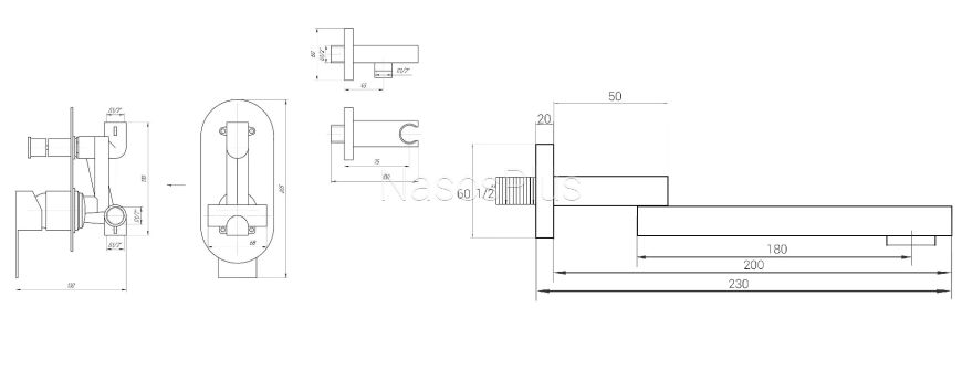 Излив встроенного смесителя Globus Lux GLM-200 N-BB